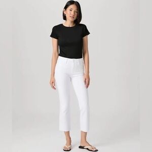 Paige Women’s Cindy Straight-leg Raw Hem Ankle Jeans Pale Pink Sz 26 Button Fly